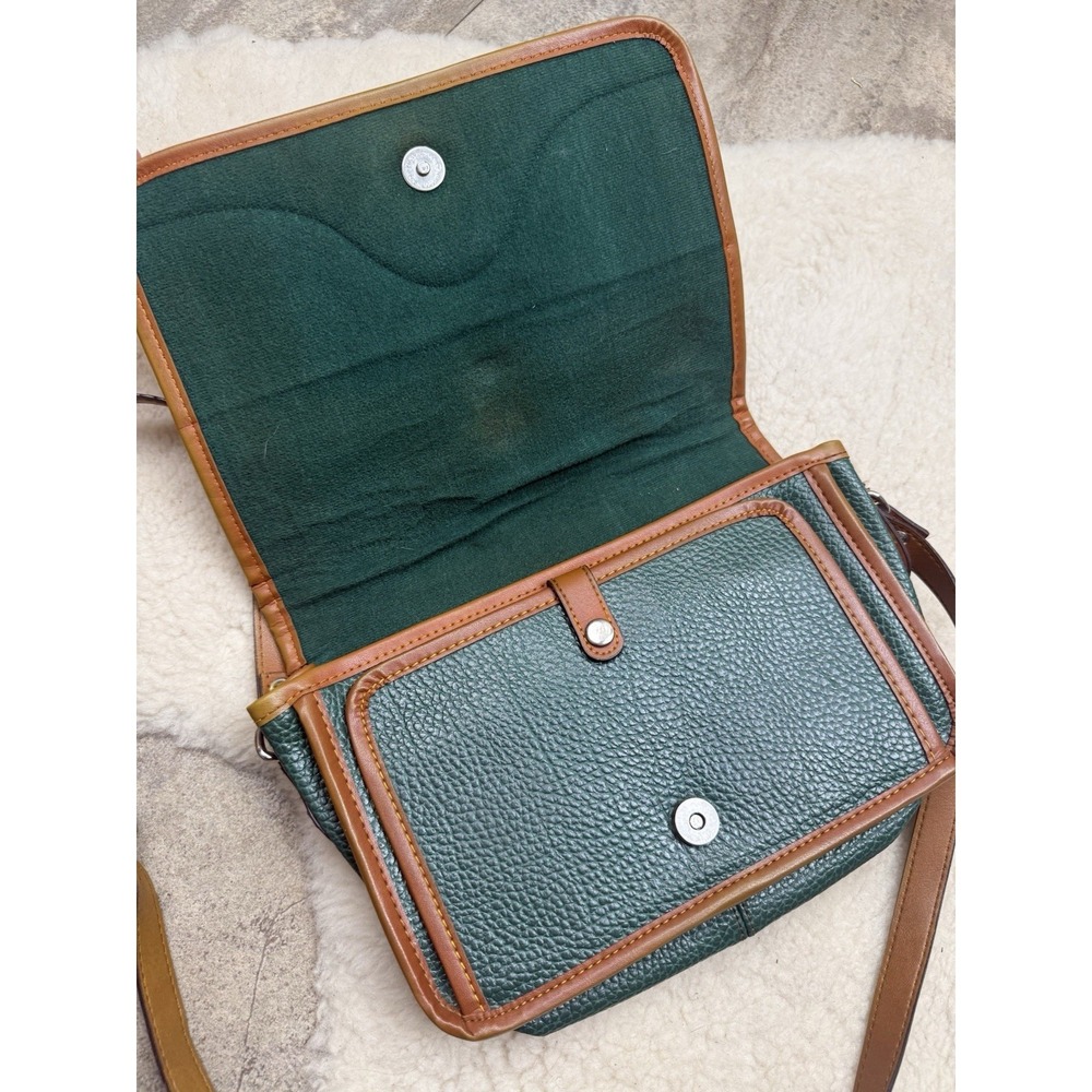 Vintage Dooney and Bourke Green AWL Leather Flap Crossbody Equestrian Heritage - Picture 2 of 9